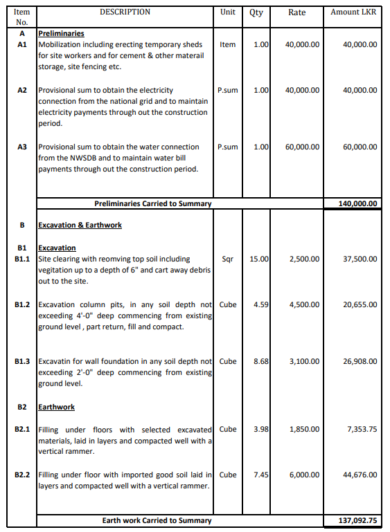 BOQ Preparation Starter