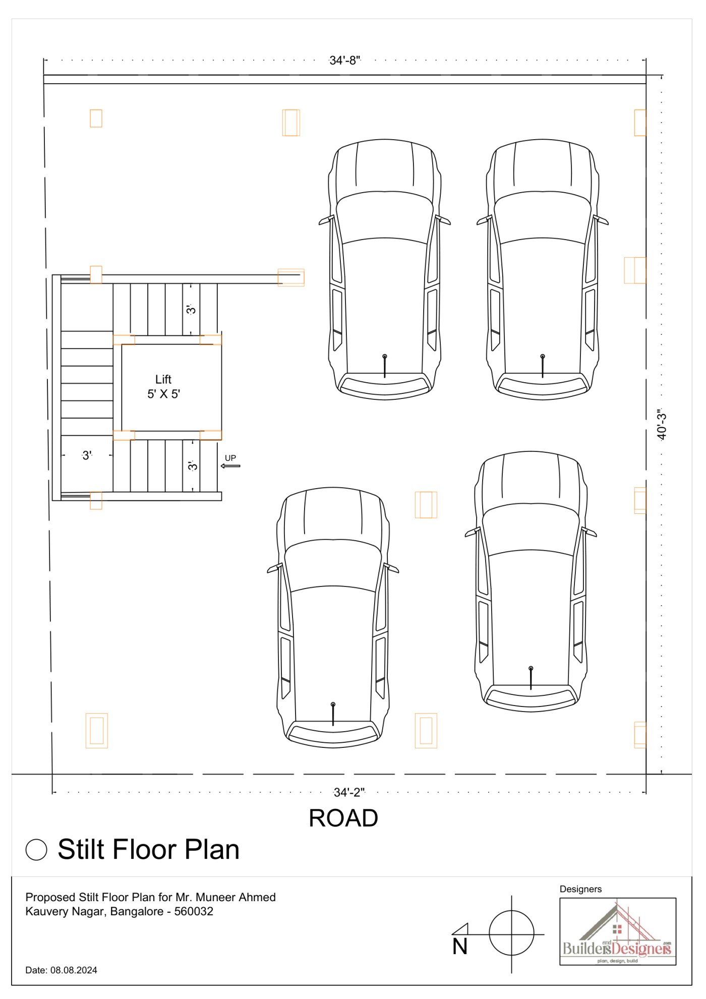 G+3 Residential Building Plan, Kaveri Nagar.